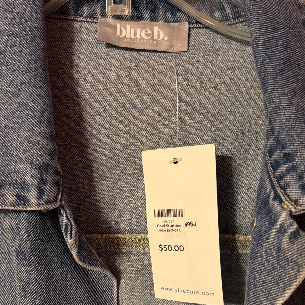 Blue Studded Denim Jacket by Blue D. - Picture 6 of 6